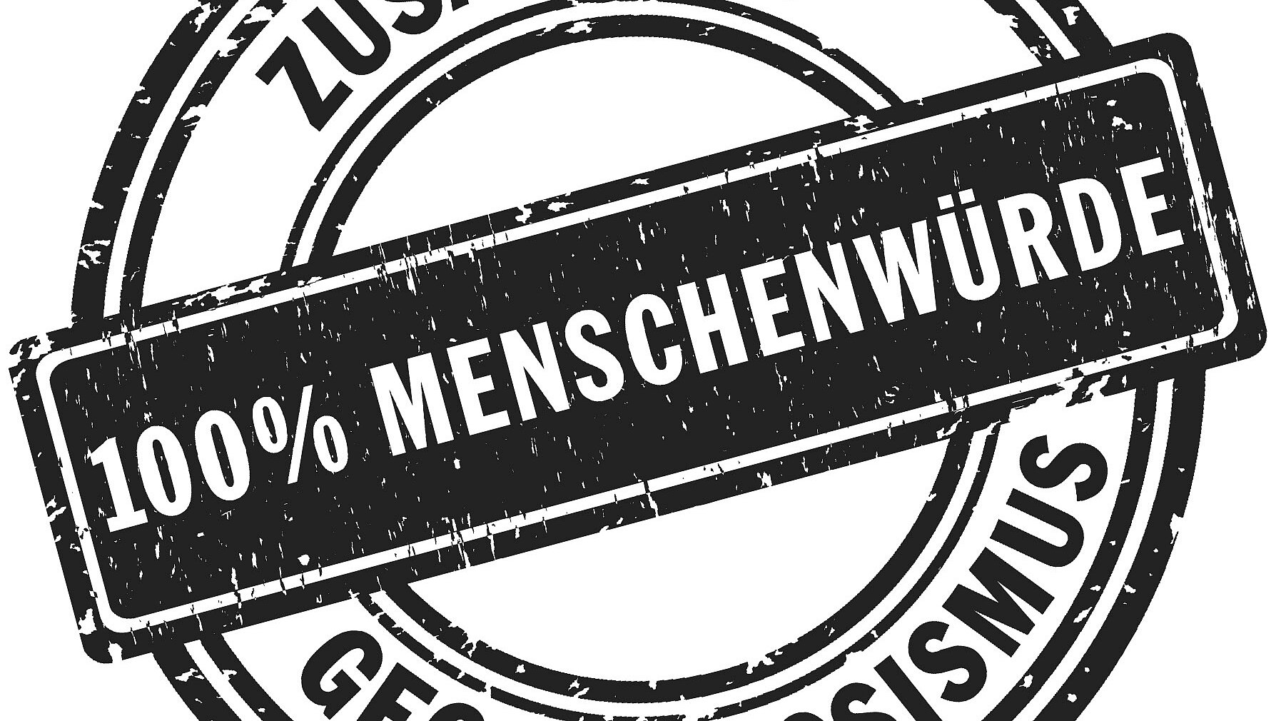 Stempel 100% Menschenwürde - zusammen gegen Rassismus