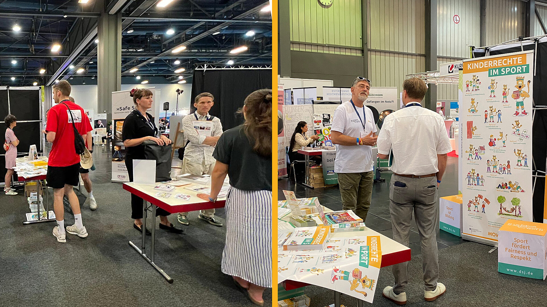 Stand der Deutsche Sportjugend beim 30. Deutschen Präventionstag in Augsburg mit Informationsmaterial zu Kinderschutz und Kinderrechten im Sport