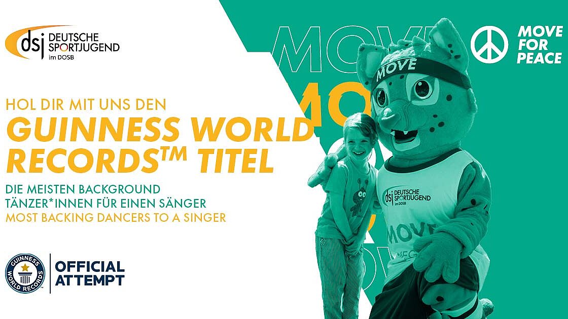 Werbeplakat zur Aktion. Hol dir mit uns den Weltrekord