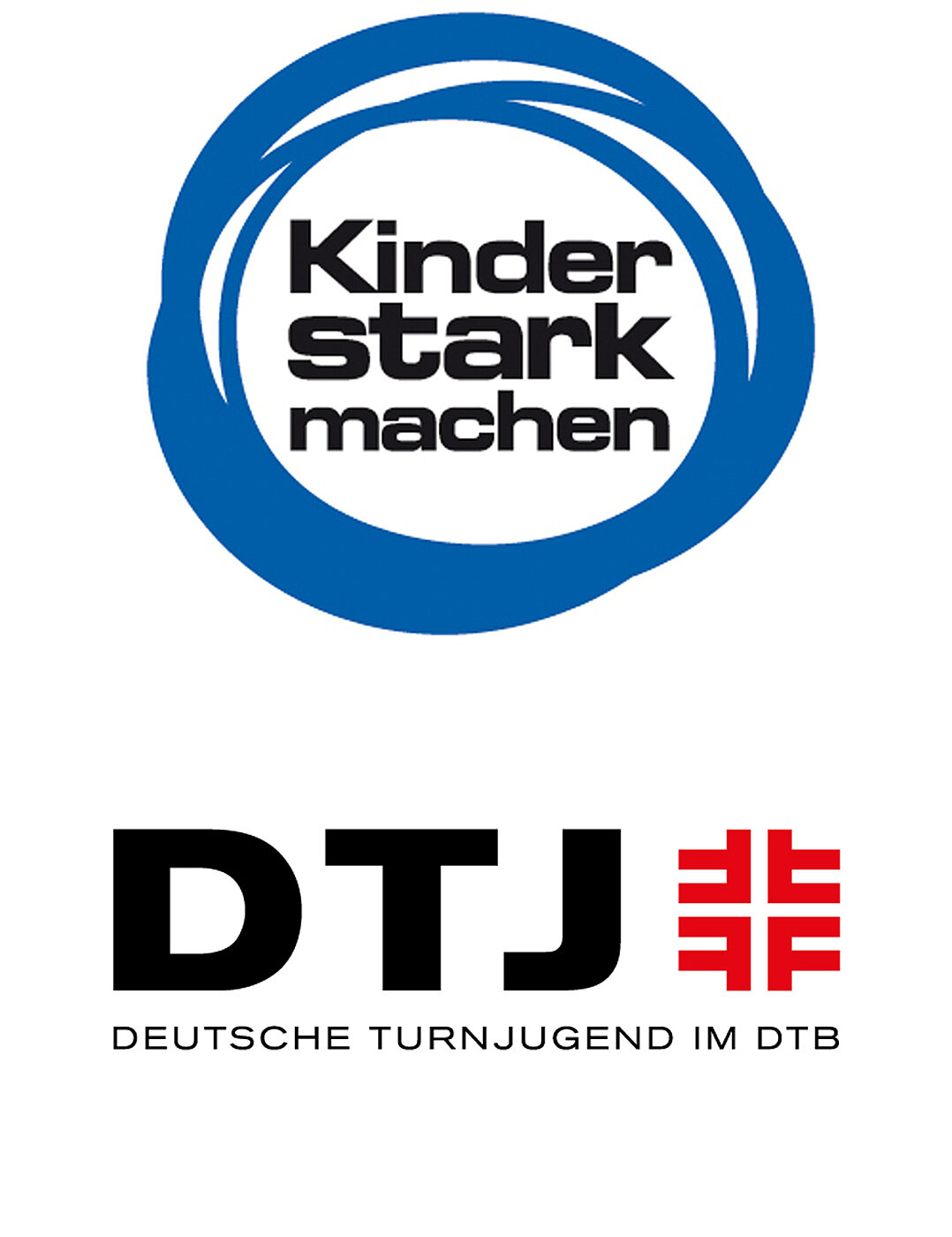 Kinder stark machen“ Kampagnenlogo der Bundeszentrale für gesundheitliche Aufklärung zusammen mit dem Logo der Deutschen Turnerjugend (DTJ) im DTB